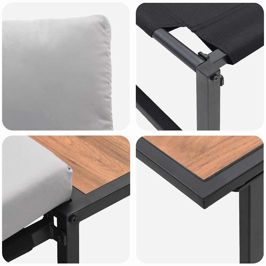 Garden Dining Set 3 pcs Light grey Steel