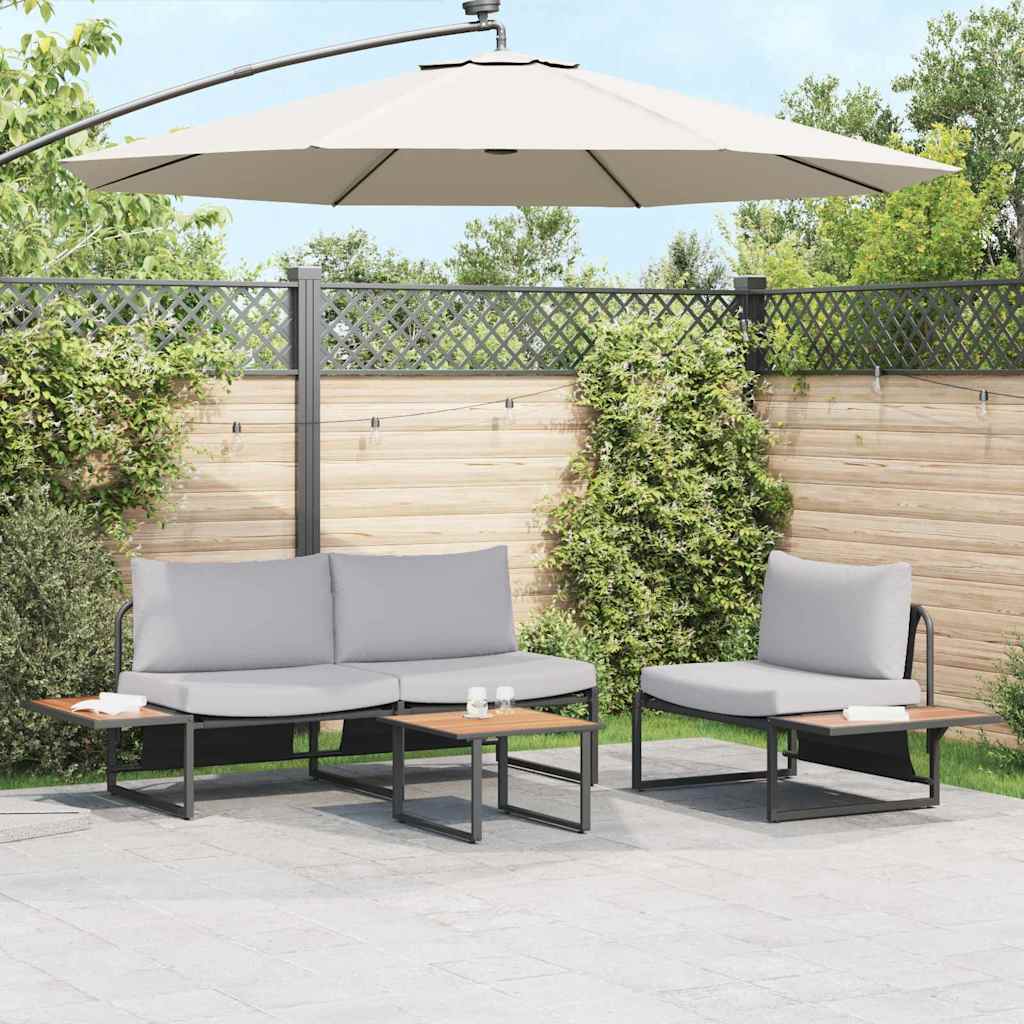 Garden Dining Set 3 pcs Light grey Steel