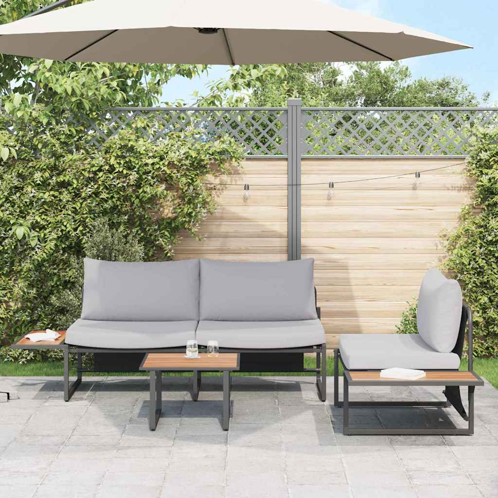 Garden Dining Set 3 pcs Light grey Steel
