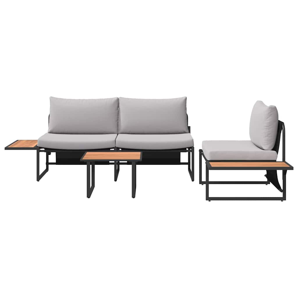 Garden Dining Set 3 pcs Light grey Steel