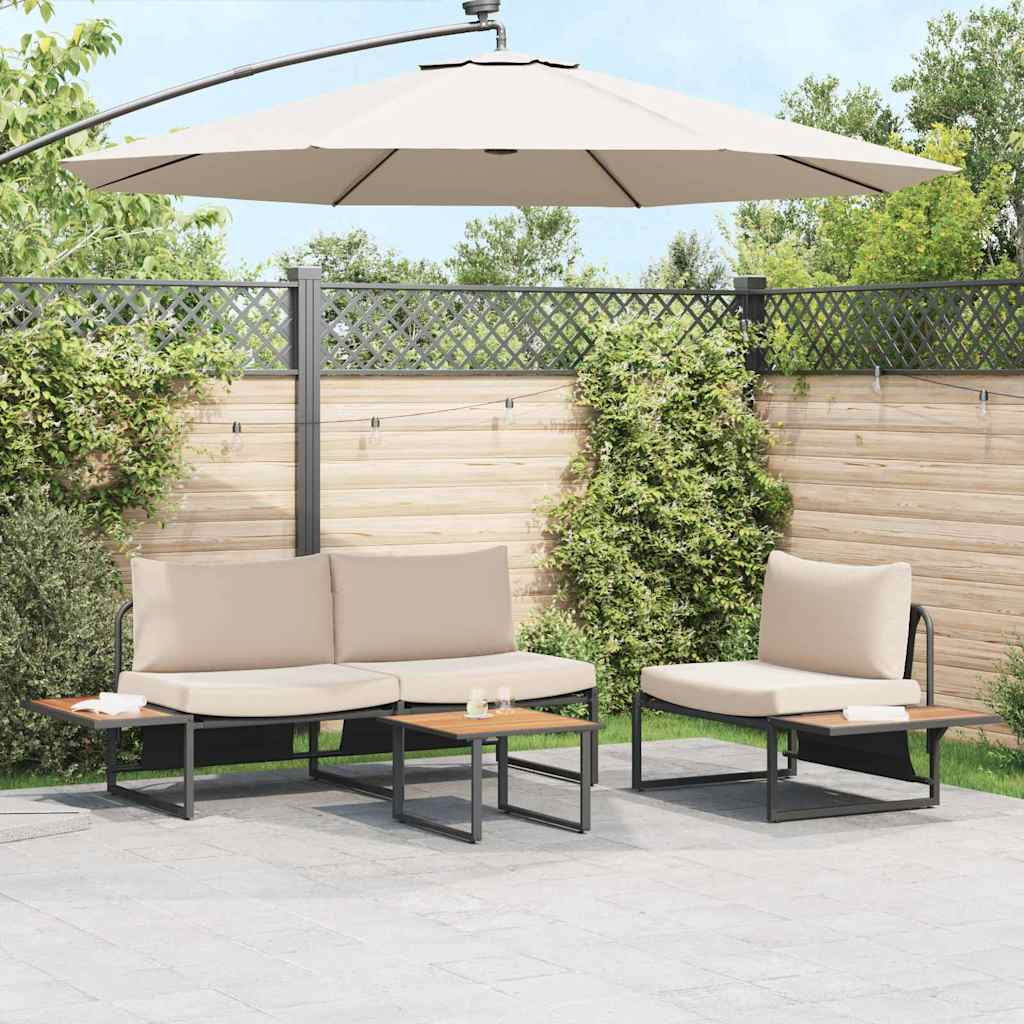 Garden Dining Set 3 pcs Taupe Steel