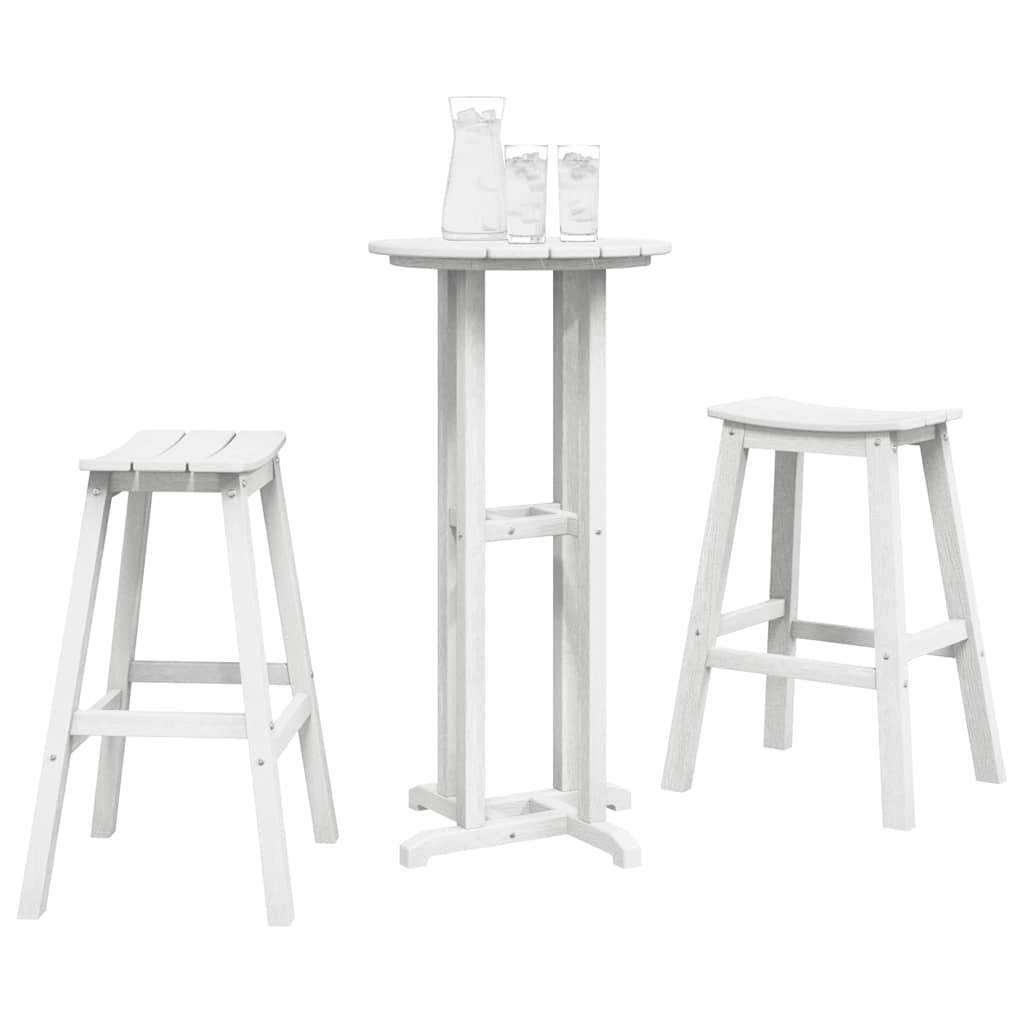 Garden Bar Set 3 pcs White HDPE
