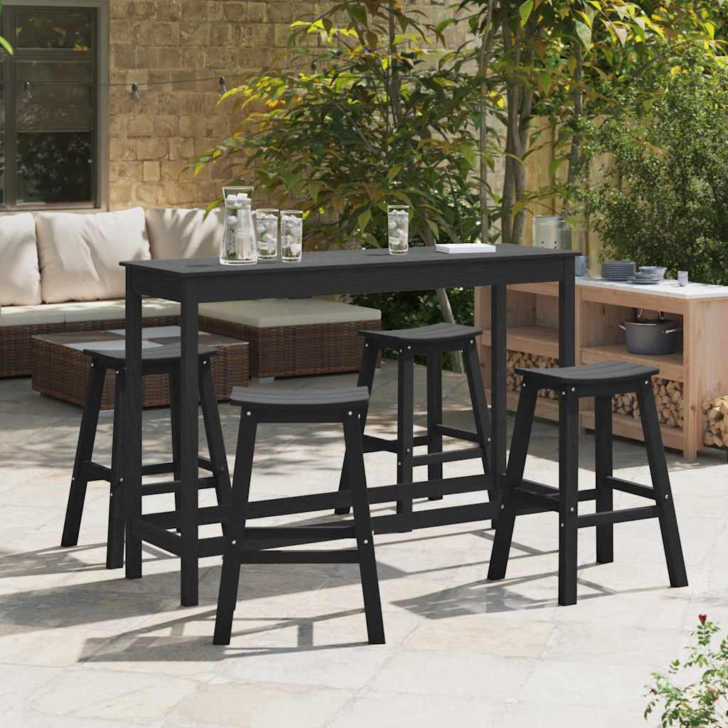 Garden Bar Set 4 pcs Black HDPE
