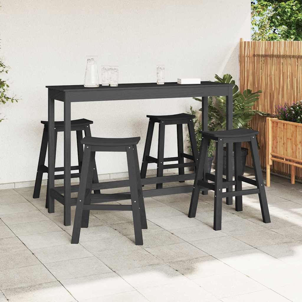Garden Bar Set 4 pcs Black HDPE