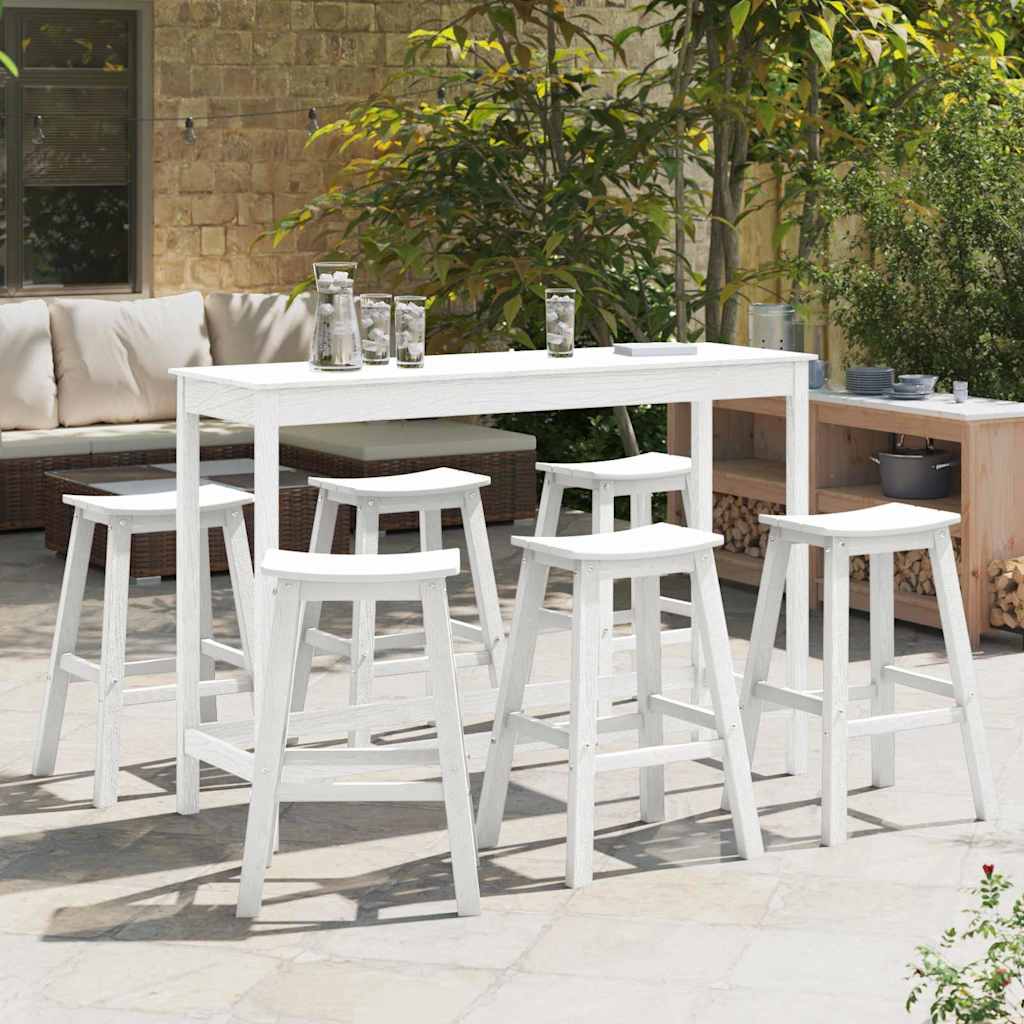 Garden Bar Set 6 pcs White HDPE
