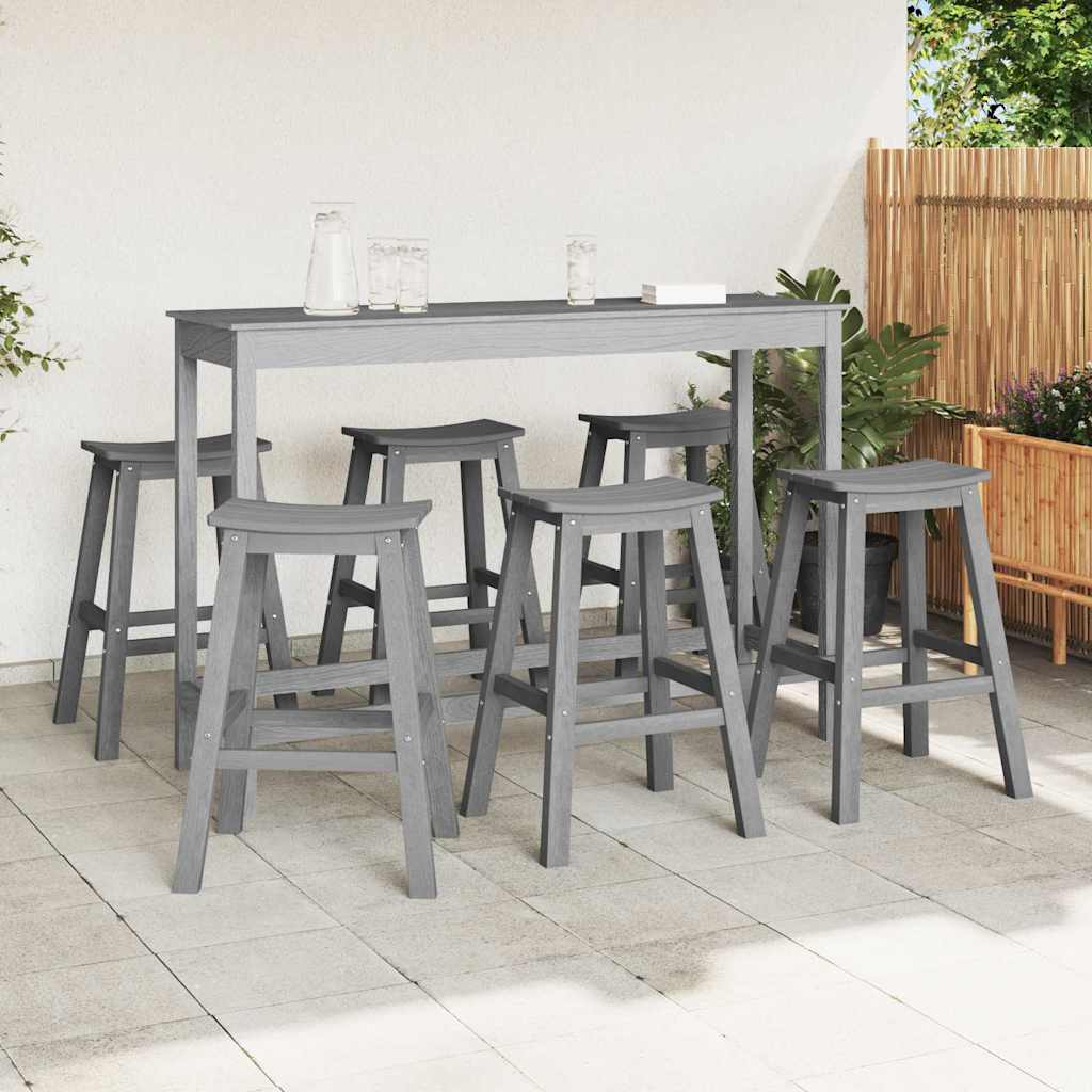 Garden Bar Set 6 pcs Light grey HDPE