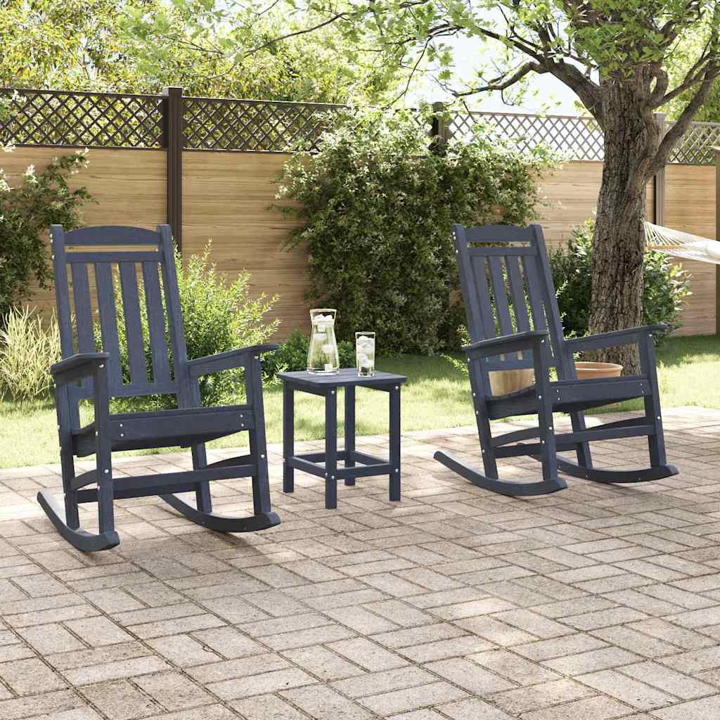 Garden Rocking Chair 3 pcs Navy 38 x 38 x 46cm Plastic