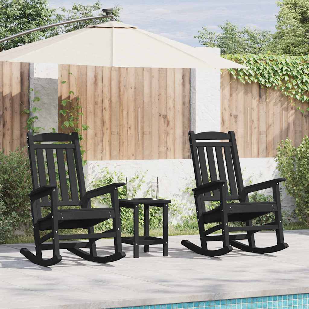 Garden Rocking Chair 3 pcs Black 38 x 38 x 46cm Plastic