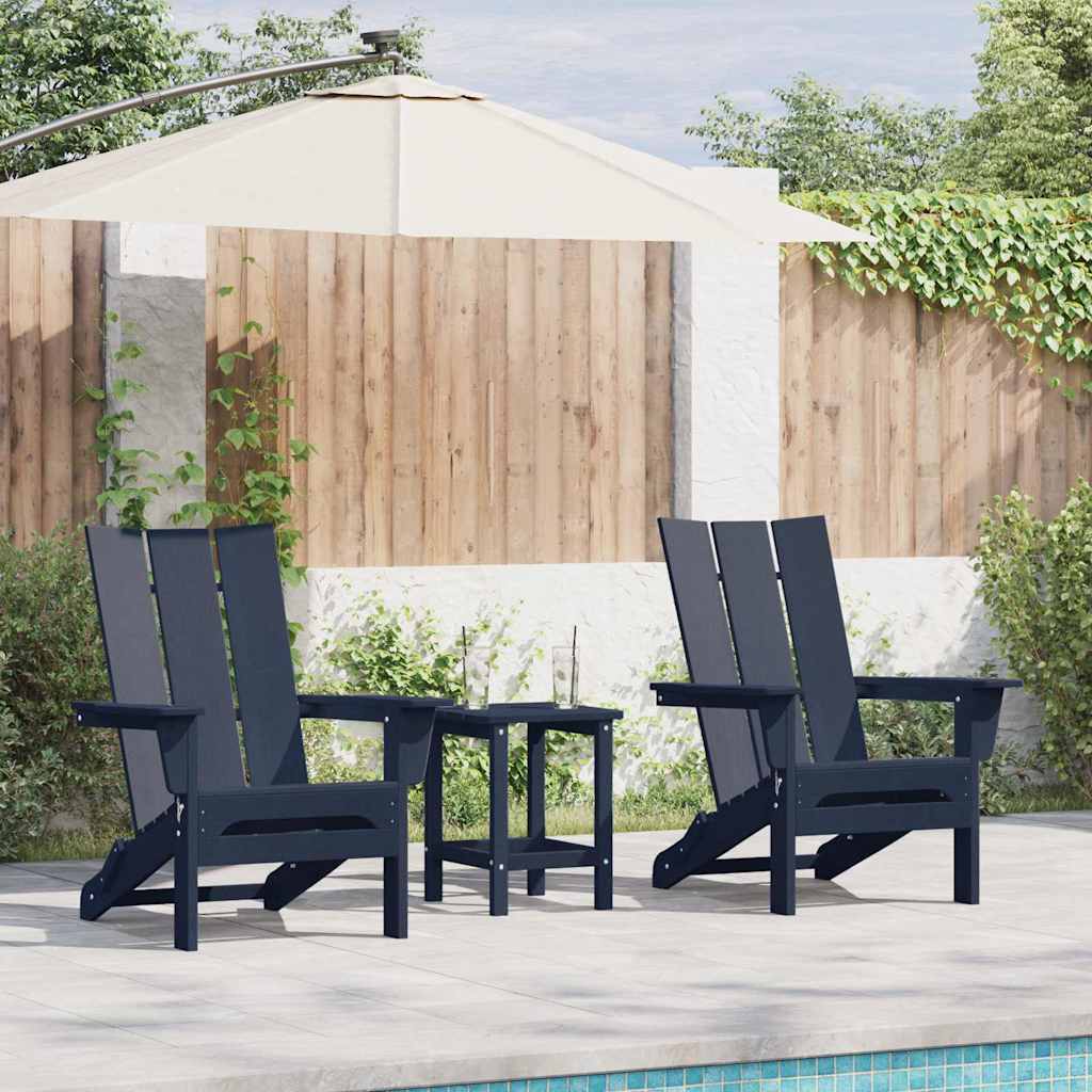 Garden Chair 3 pcs Navy 80.5 x 74.5 x 92 cm Polyethylene