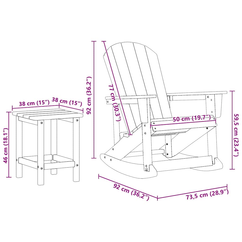 Garden Lounge Set 3 pcs White HDPE