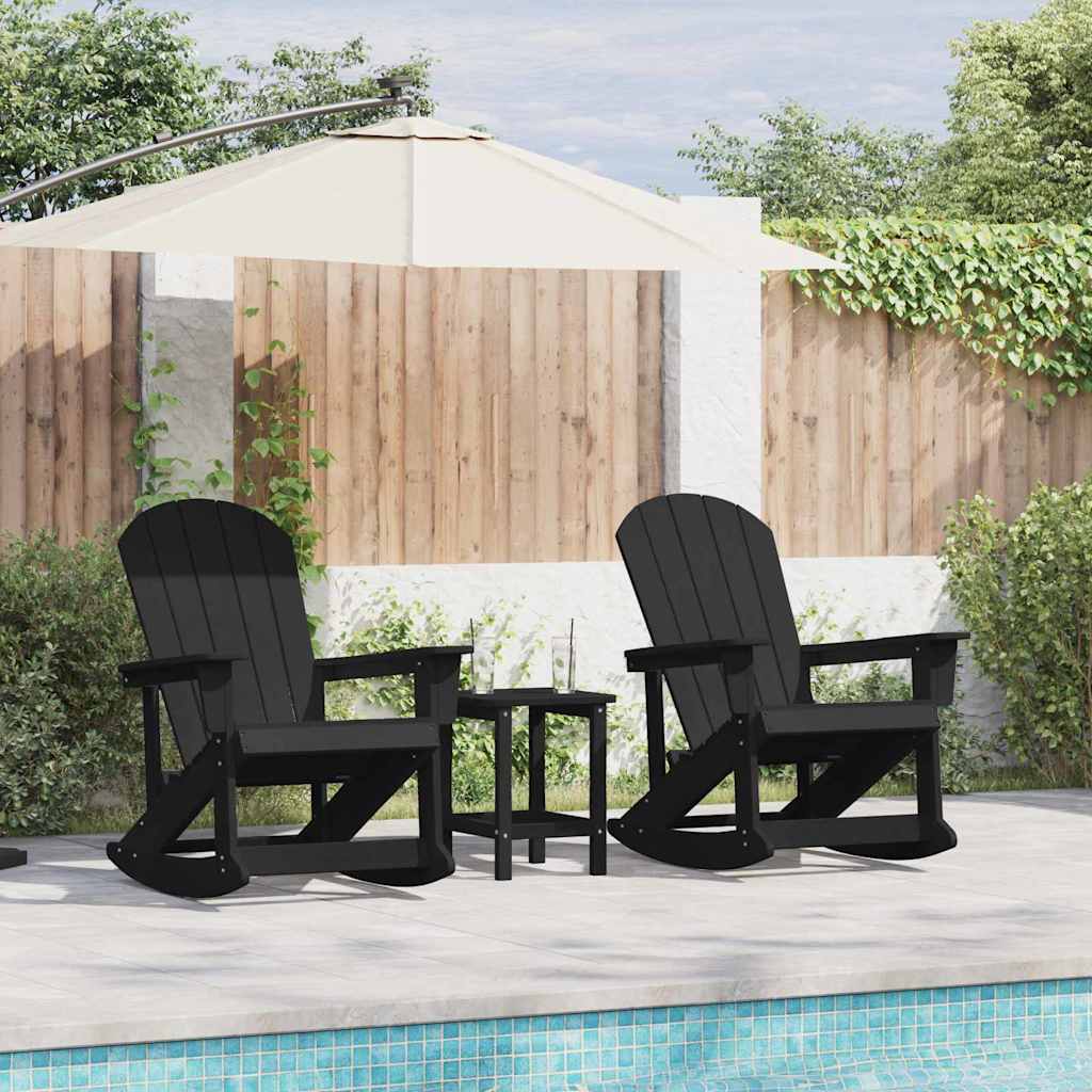 Garden Lounge Set Black HDPE