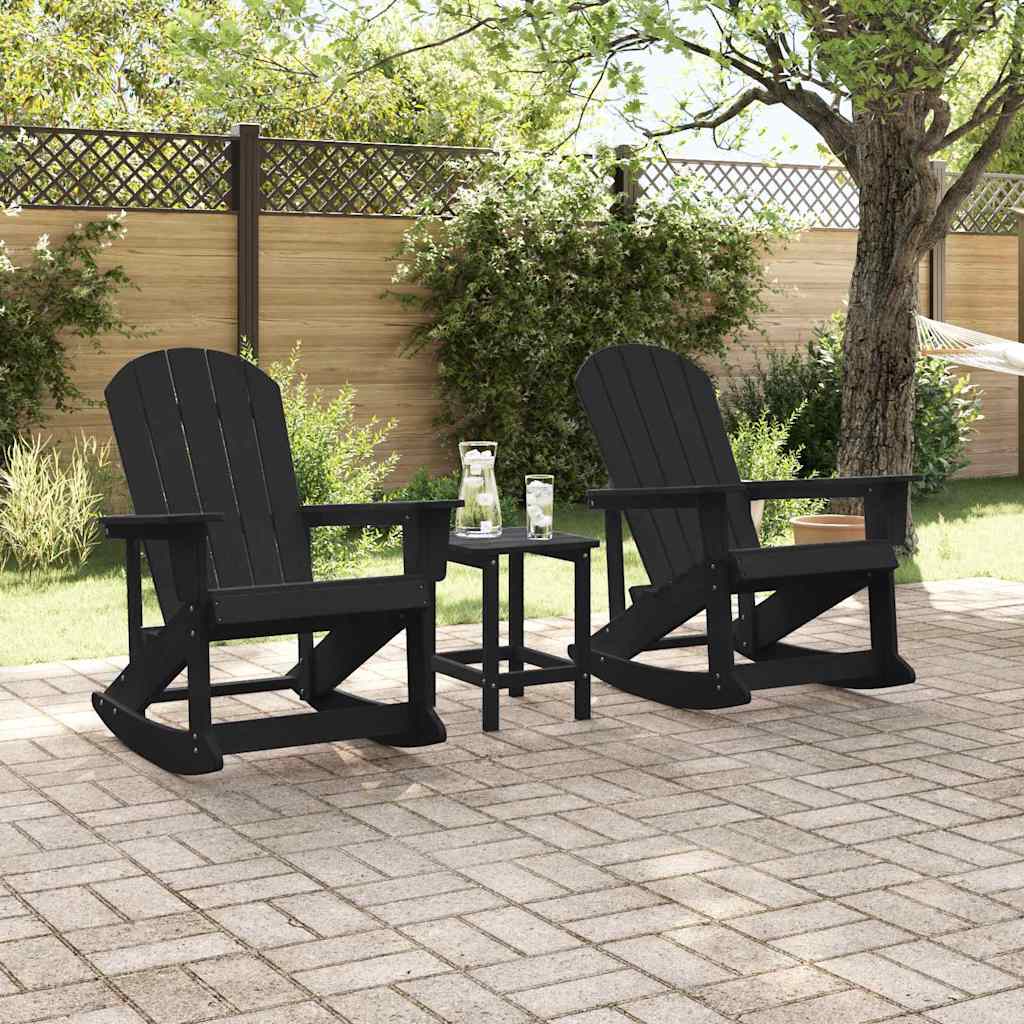 Garden Lounge Set Black HDPE