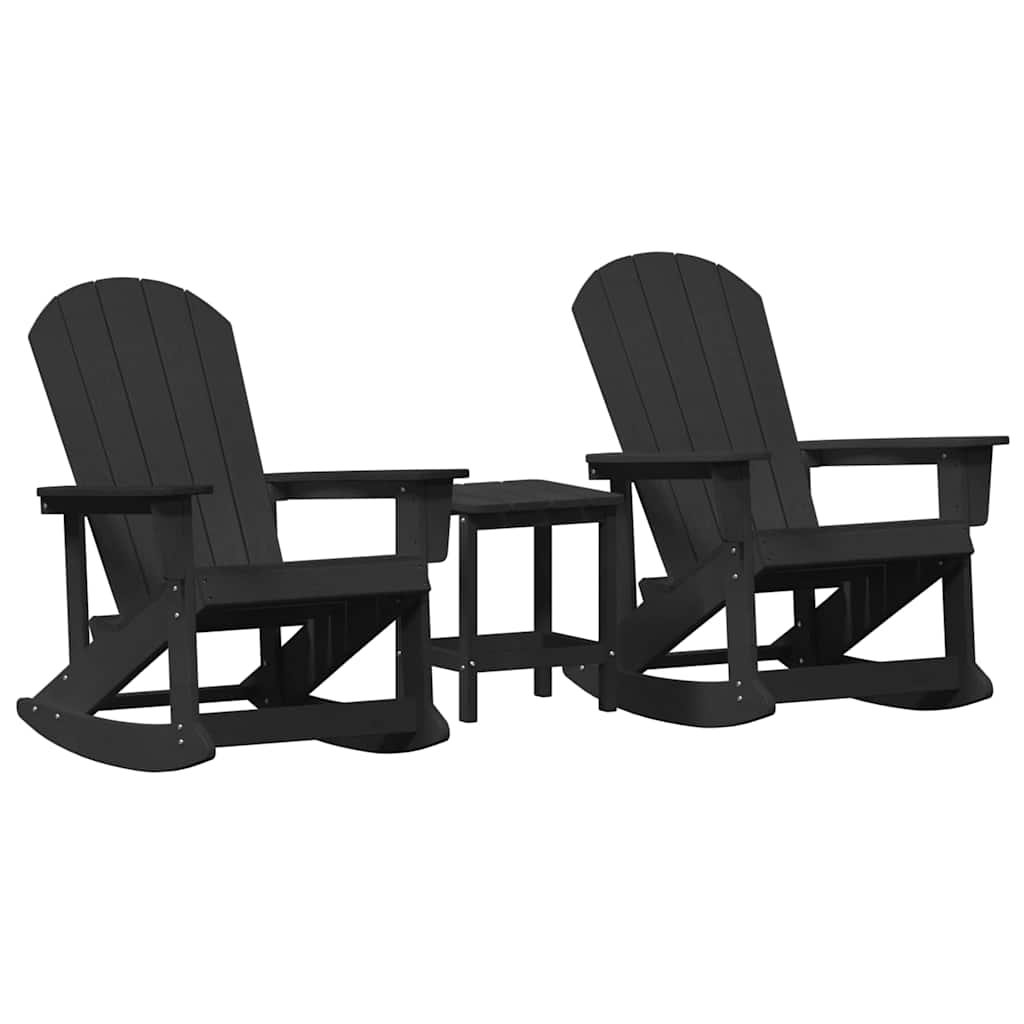 Garden Lounge Set Black HDPE