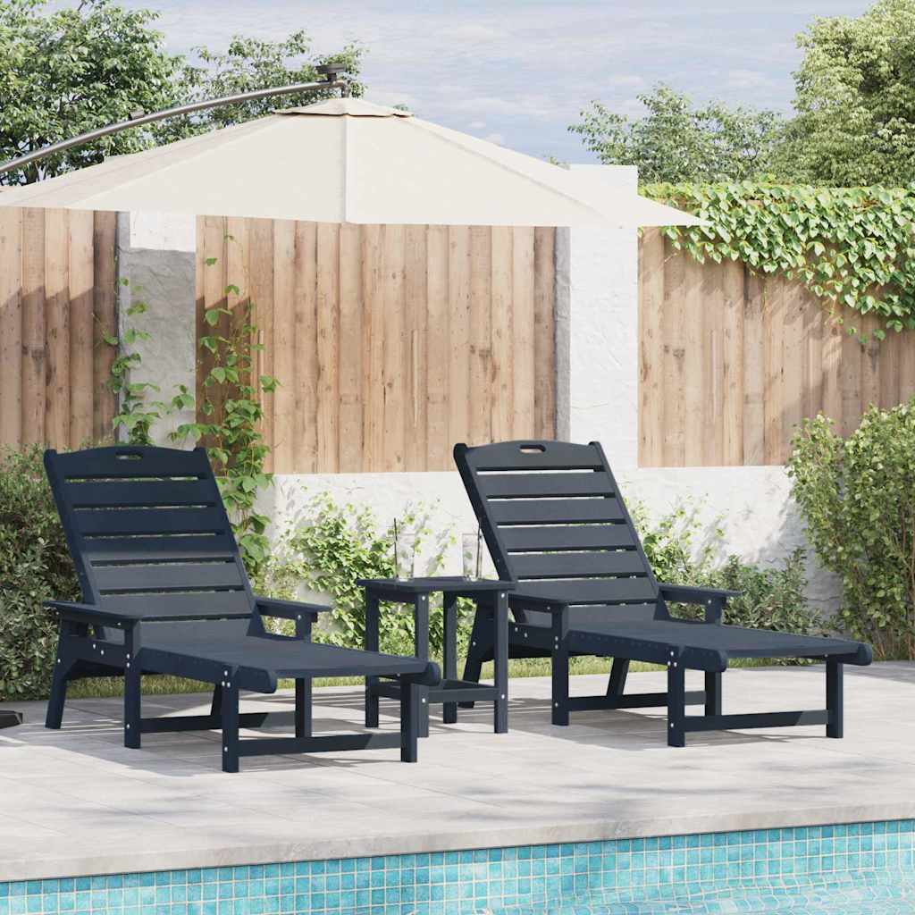 Garden Lounge Furniture 3 pcs Navy 38 x 38 x 46cm Polyethylene