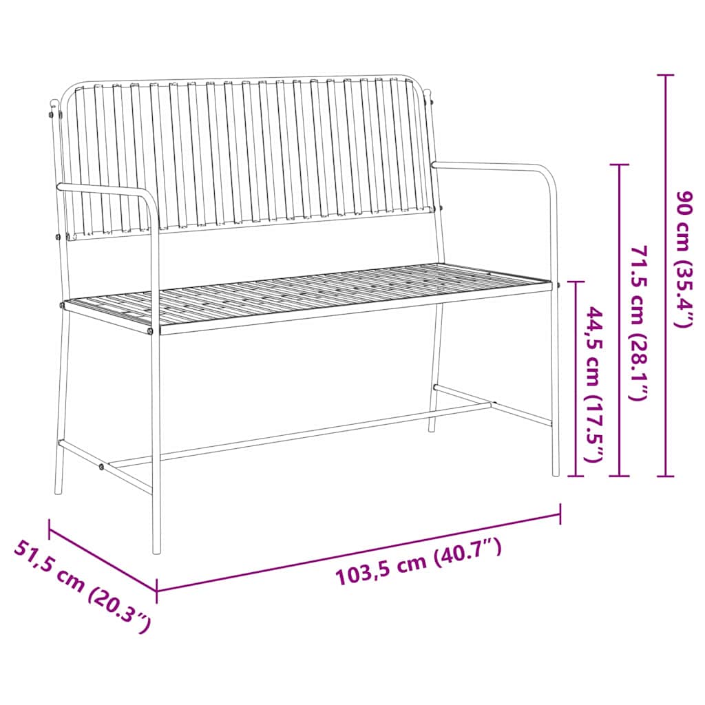 Garden Bench White 104 x 54 x 93cm Steel