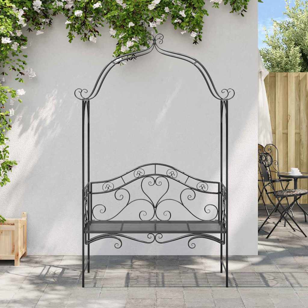 Garden Bench with Cushion Black 104 x 54 x 93cm Steel