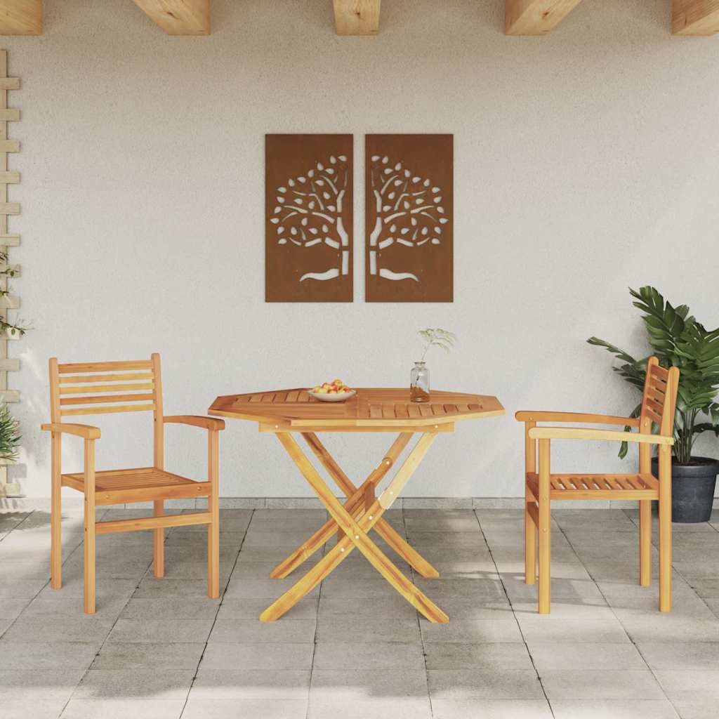 Garden Stacking Chairs 2 pcs Brown 55.5 x 55.5 x 90 cm