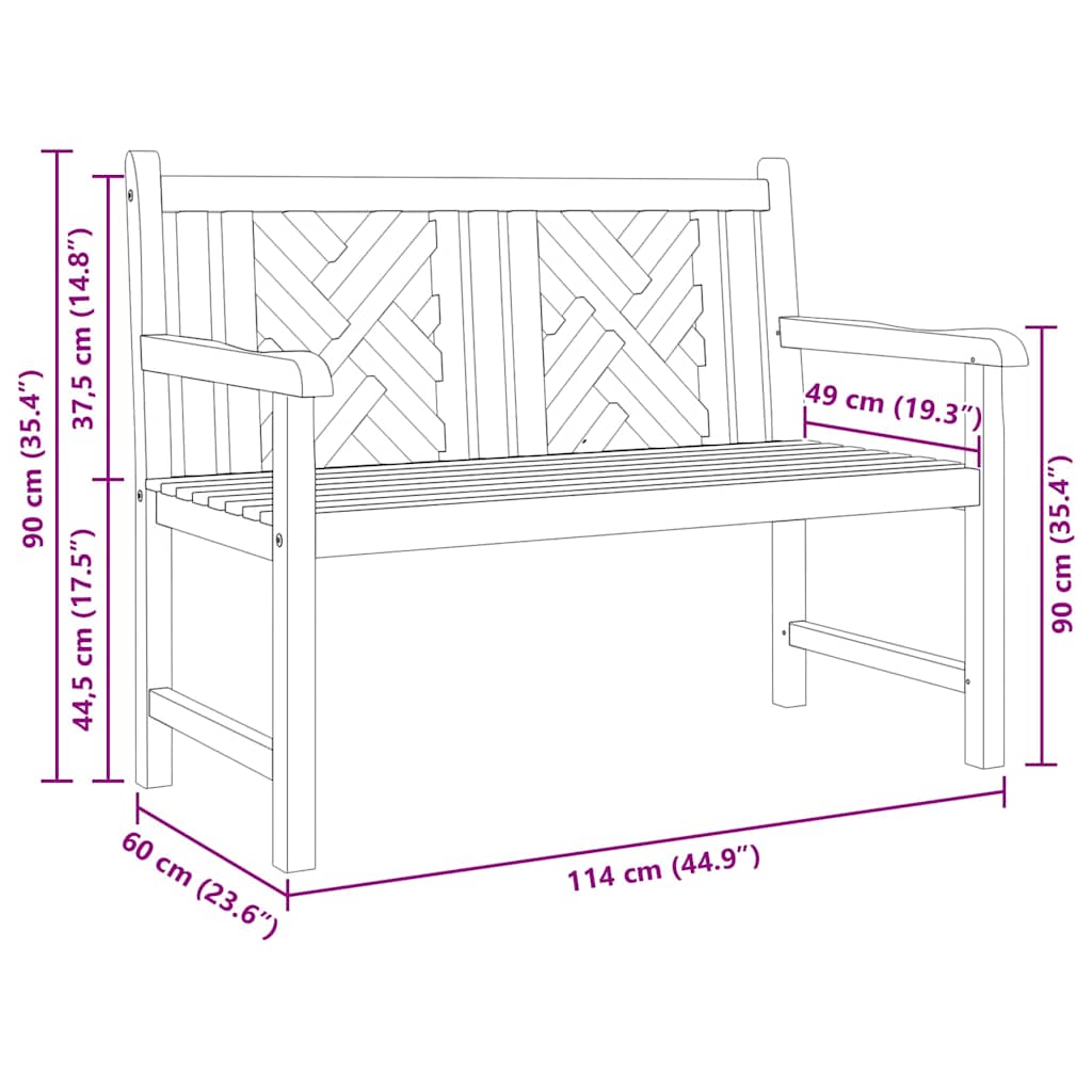 Garden Bench Brown 114 x 60 x 90 cm Solid teak wood