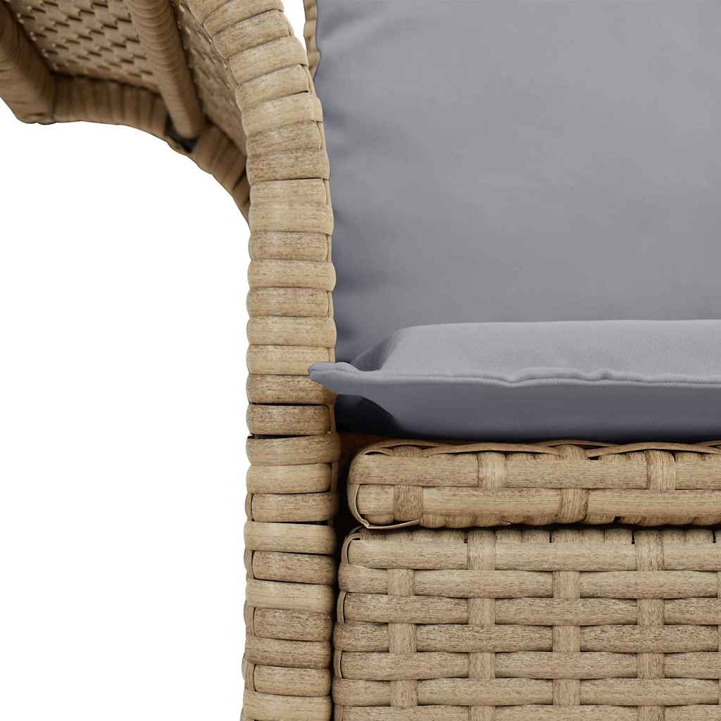 Garden Sofa with Cushion Beige 141 x 62 x 69cm Poly Rattan
