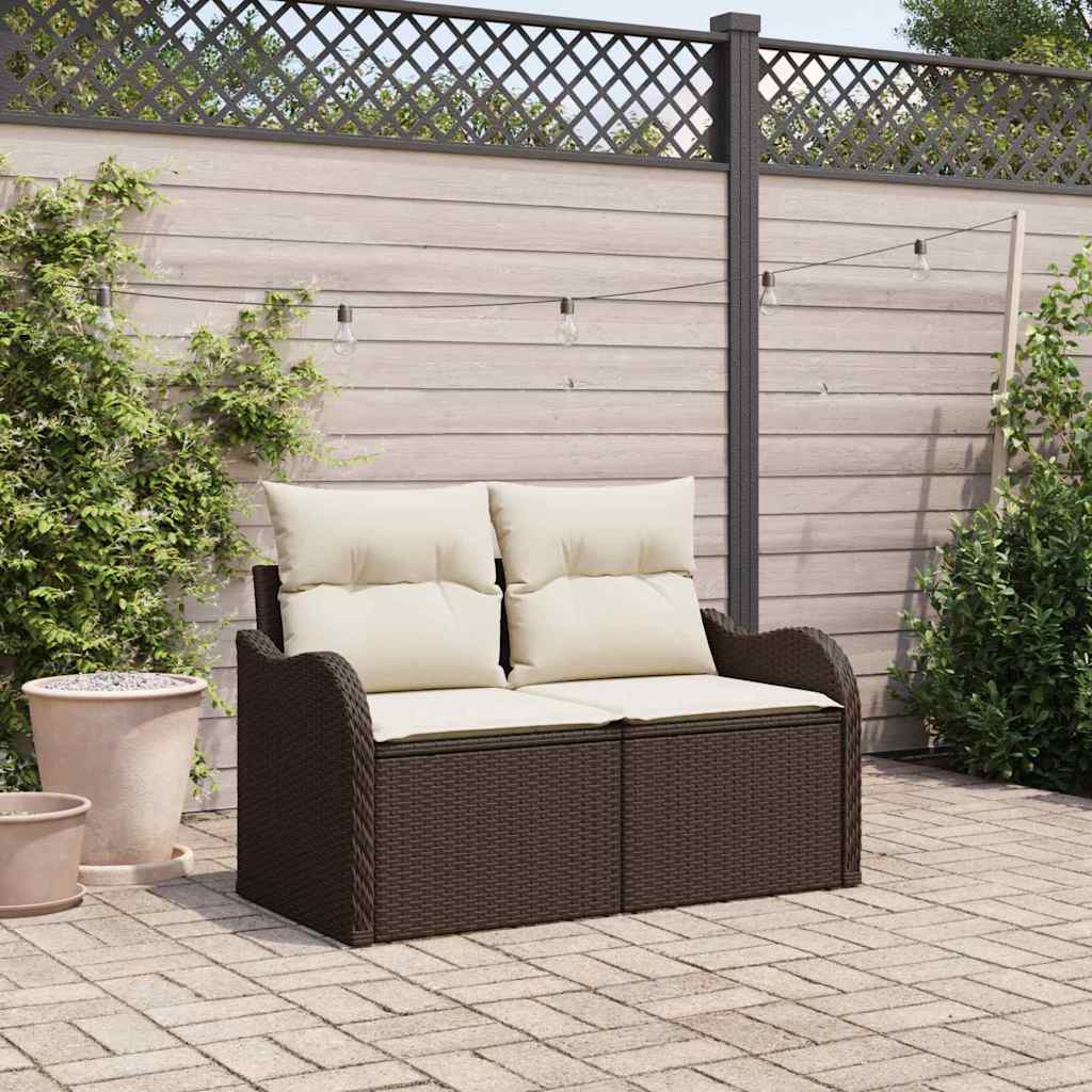 Garden Sofa Brown 121 x 62 x 69cm Poly Rattan