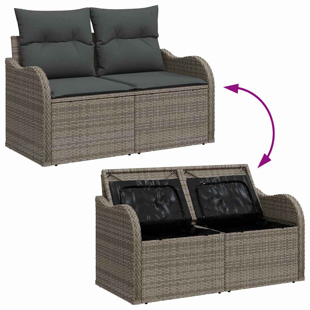 Garden Sofa with Cushion Grey 121 x 62 x 69cm Poly Rattan