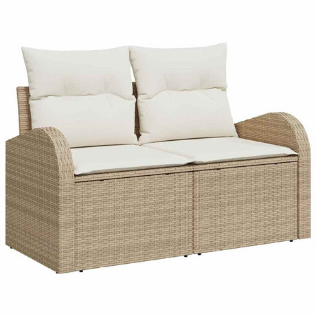 Garden Sofa with Cushion Beige 124 x 62 x 69cm Poly Rattan