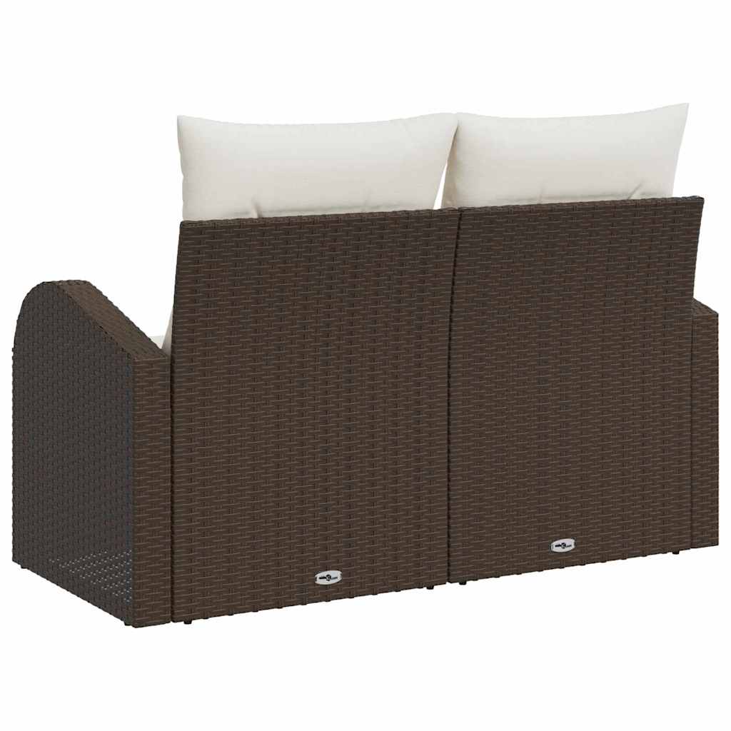 Garden Sofa with Cushion Brown 124 x 62 x 69cm Poly Rattan