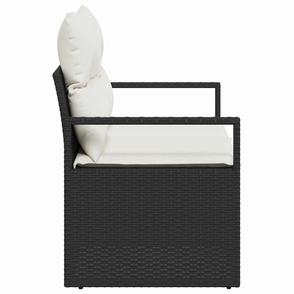 Garden Sofa with Cushion Black 120 x 62 x 69cm Poly Rattan