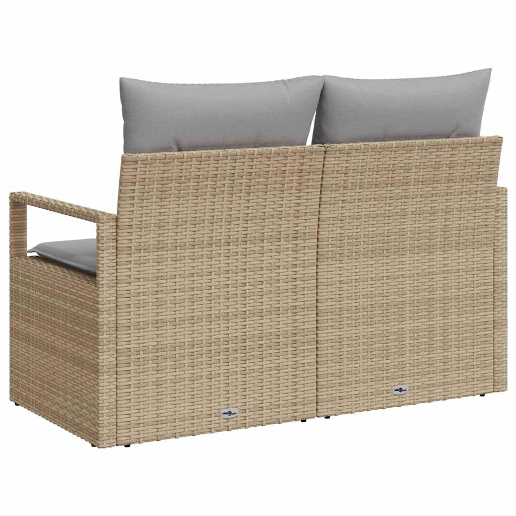 Garden Sofa with Cushion Beige 120 x 62 x 69cm Poly Rattan