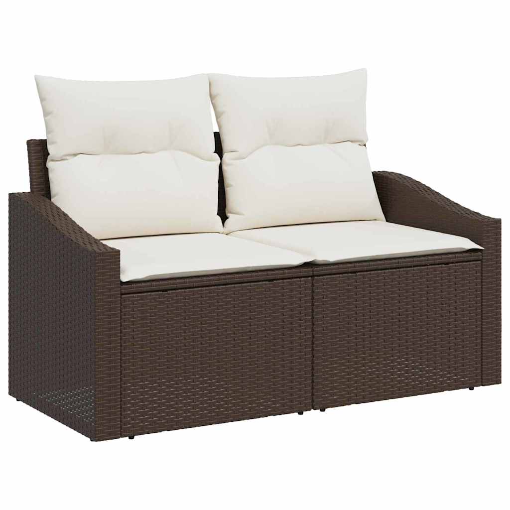 Garden Sofa with Cushion Brown 123 x 62 x 69cm Poly Rattan