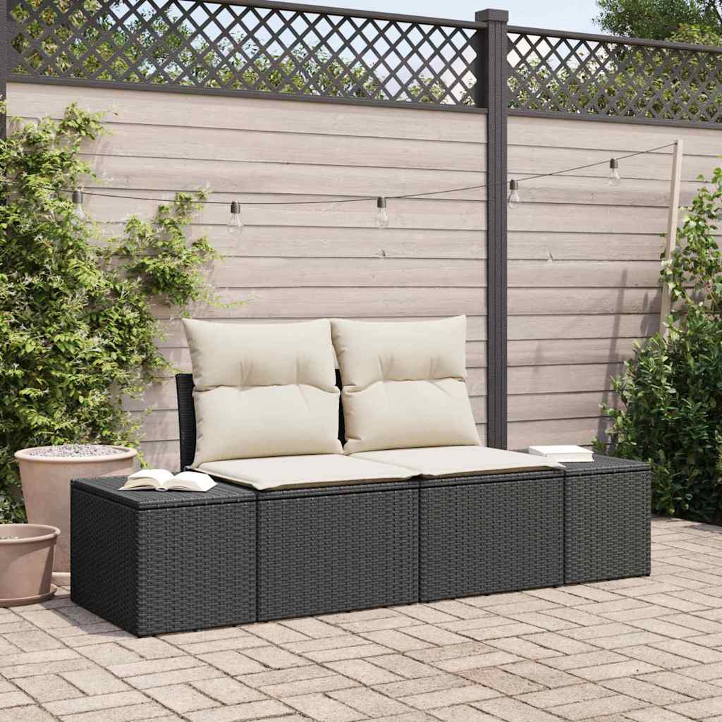 Garden Sofa Black 123 x 62 x 69cm Poly Rattan