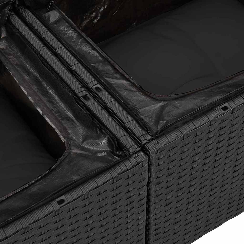 Garden Sofa Black 184 x 62 x 85cm Poly Rattan