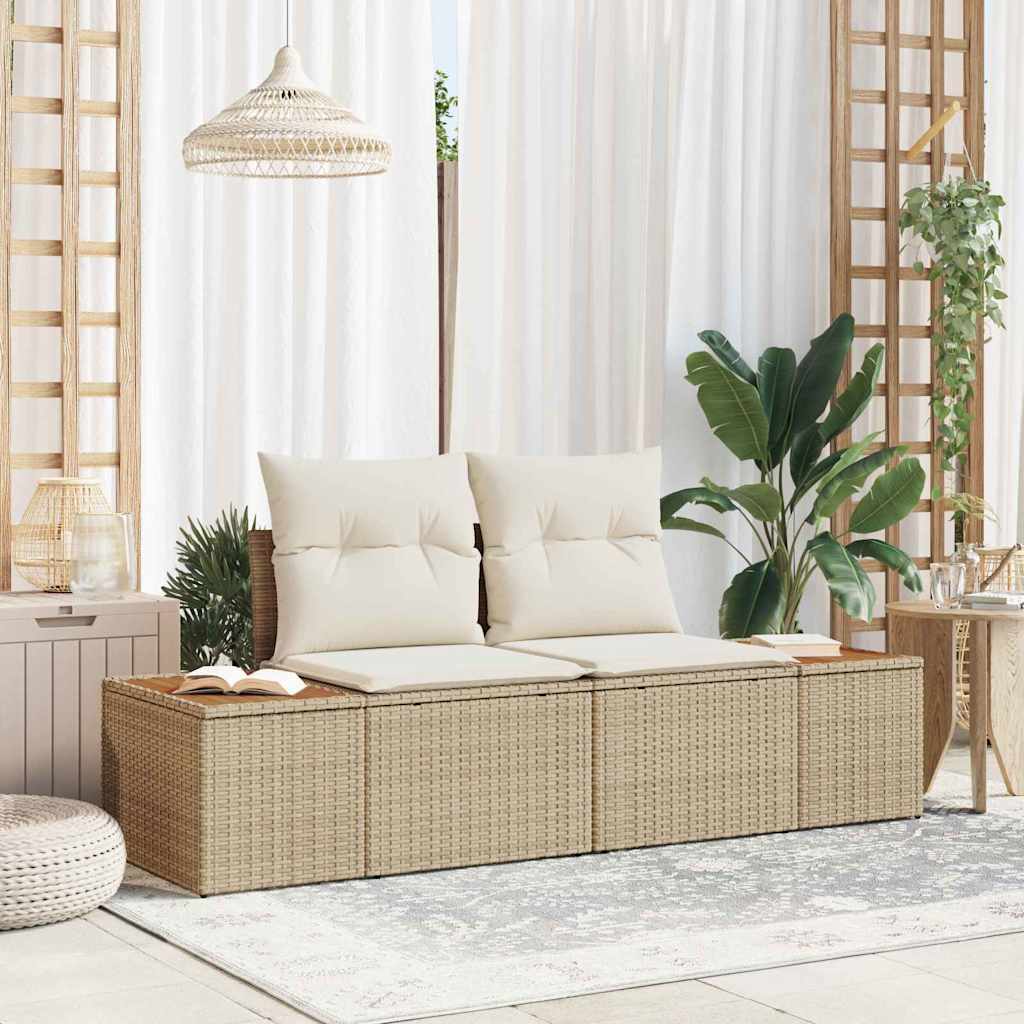 Garden Sofa Beige 184 x 62 x 85cm Poly Rattan