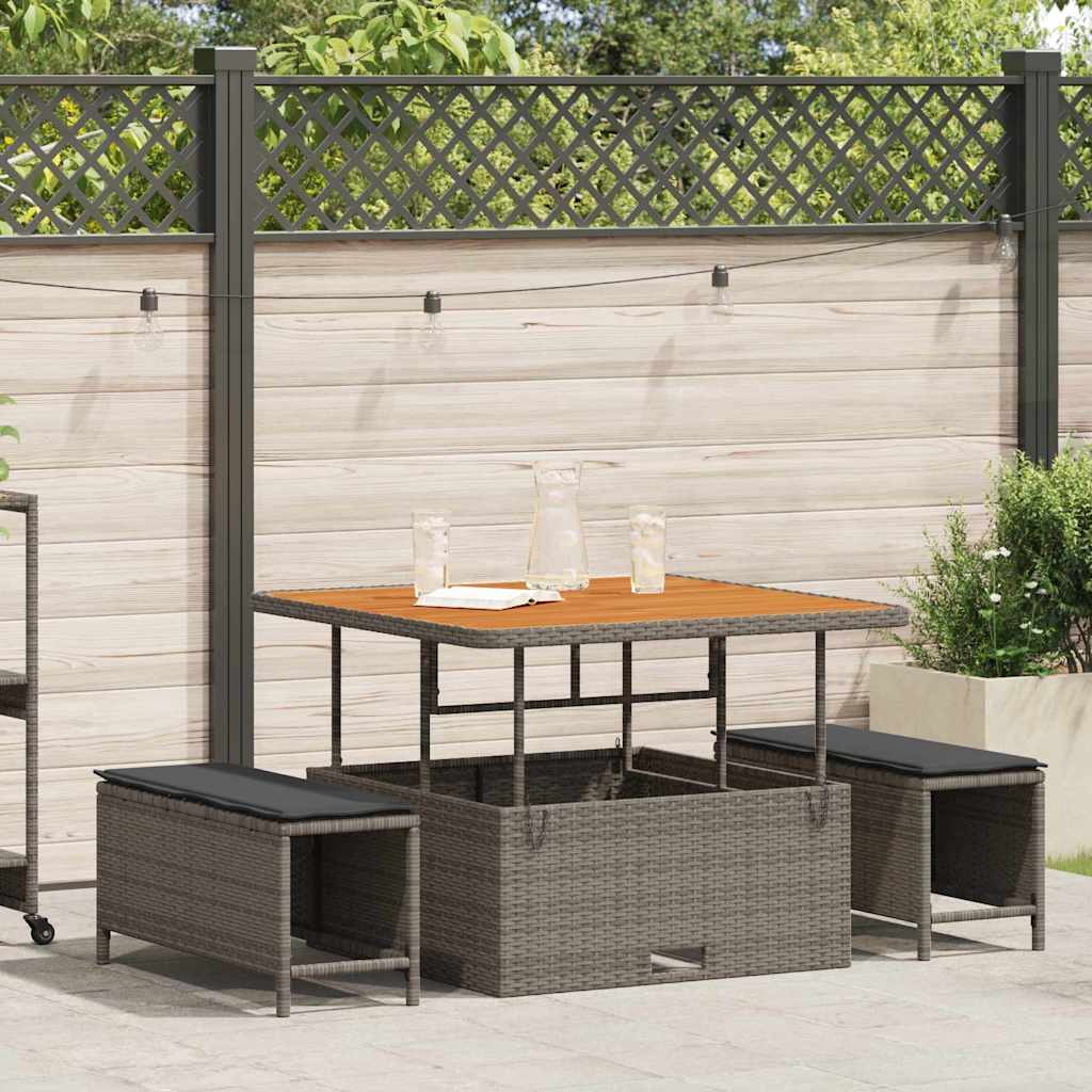 Garden Dining Set Grey Poly rattan