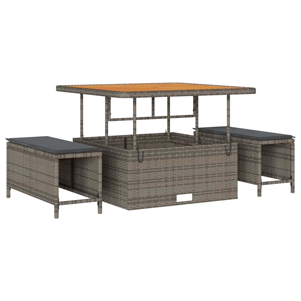 Garden Dining Set Grey Poly rattan