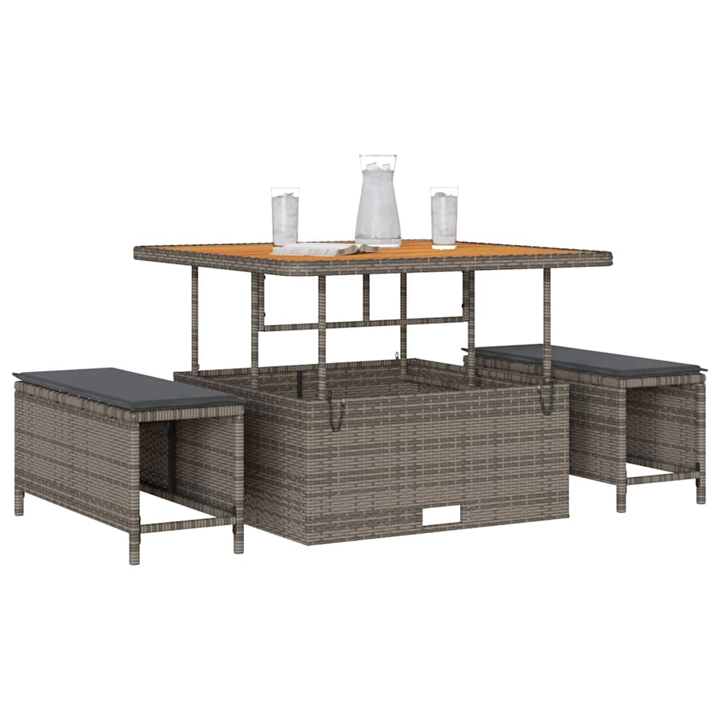 Garden Dining Set Grey Poly rattan