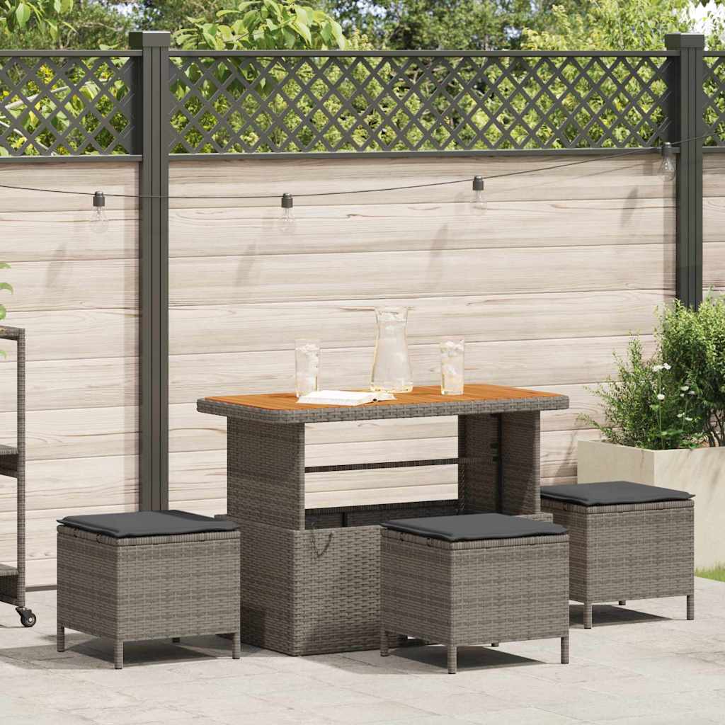 Garden Dining Set Grey Poly rattan