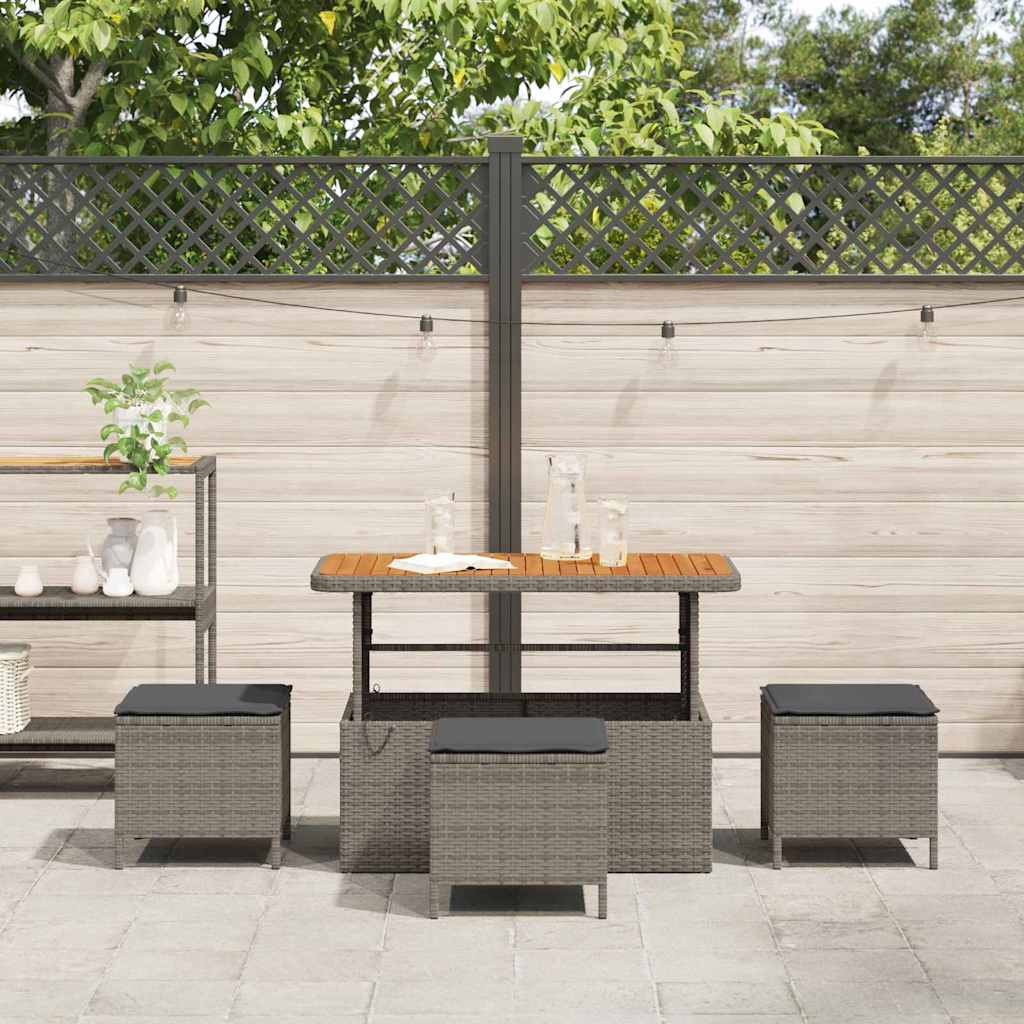 Garden Dining Set Grey Poly rattan