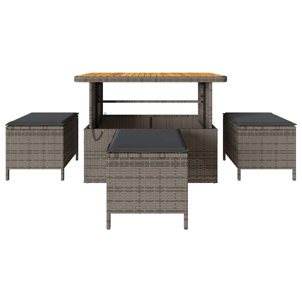 Garden Dining Set Grey Poly rattan