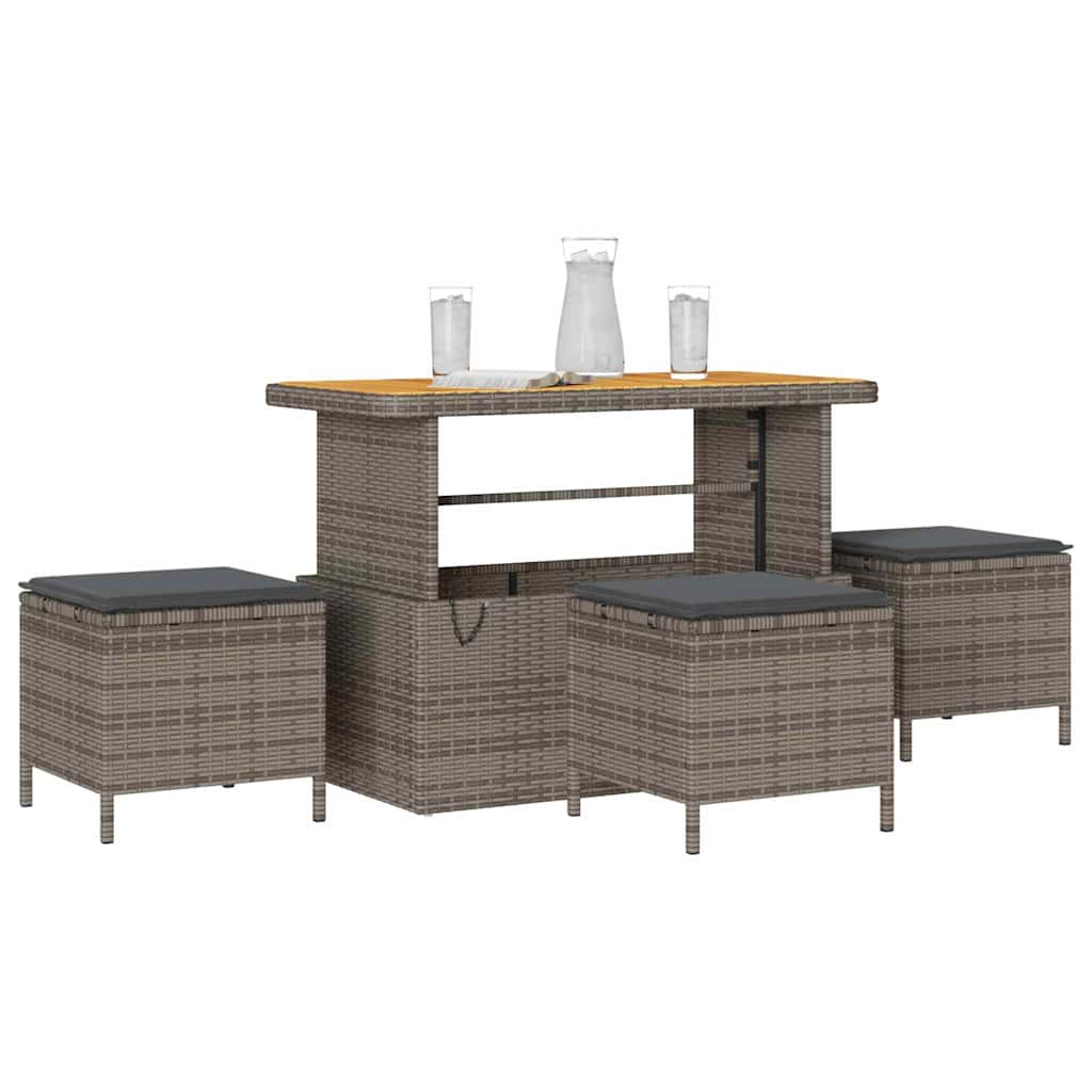 Garden Dining Set Grey Poly rattan