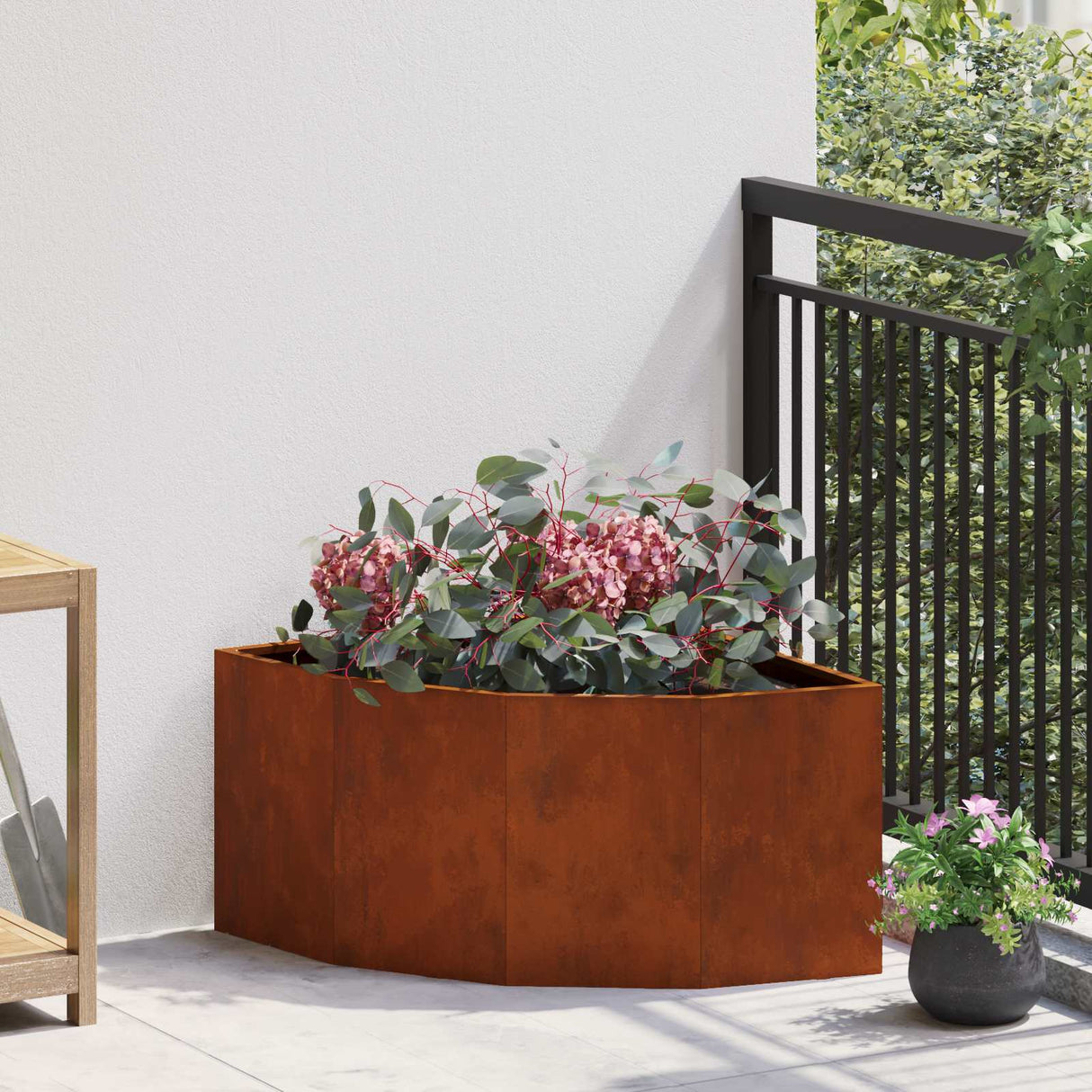 Corner Planter Rusty 60 x 60 x 35 cm Weathering steel