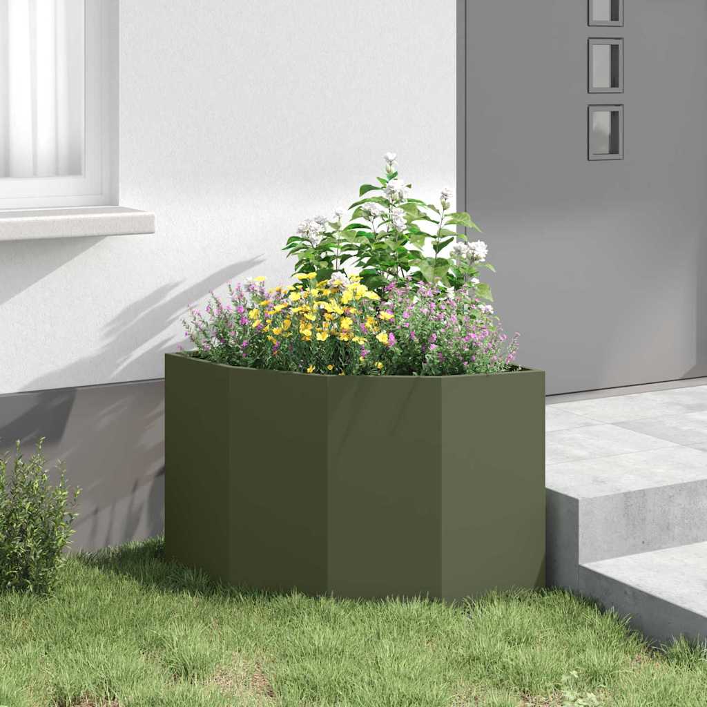 Corner Planter Olive green 60 x 60 x 50 cm Steel