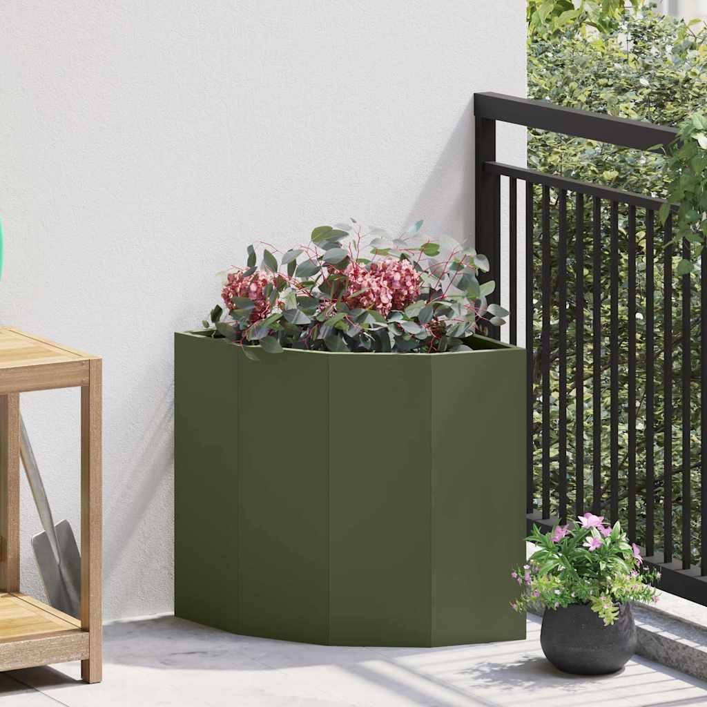 Corner Planter Olive green 45 x 45 x 50 cm Steel