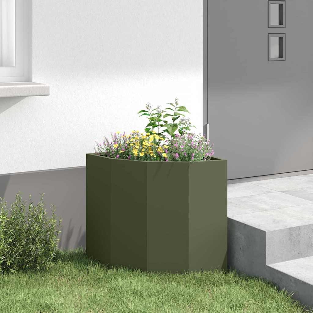 Corner Planter Olive green 45 x 45 x 50 cm Steel