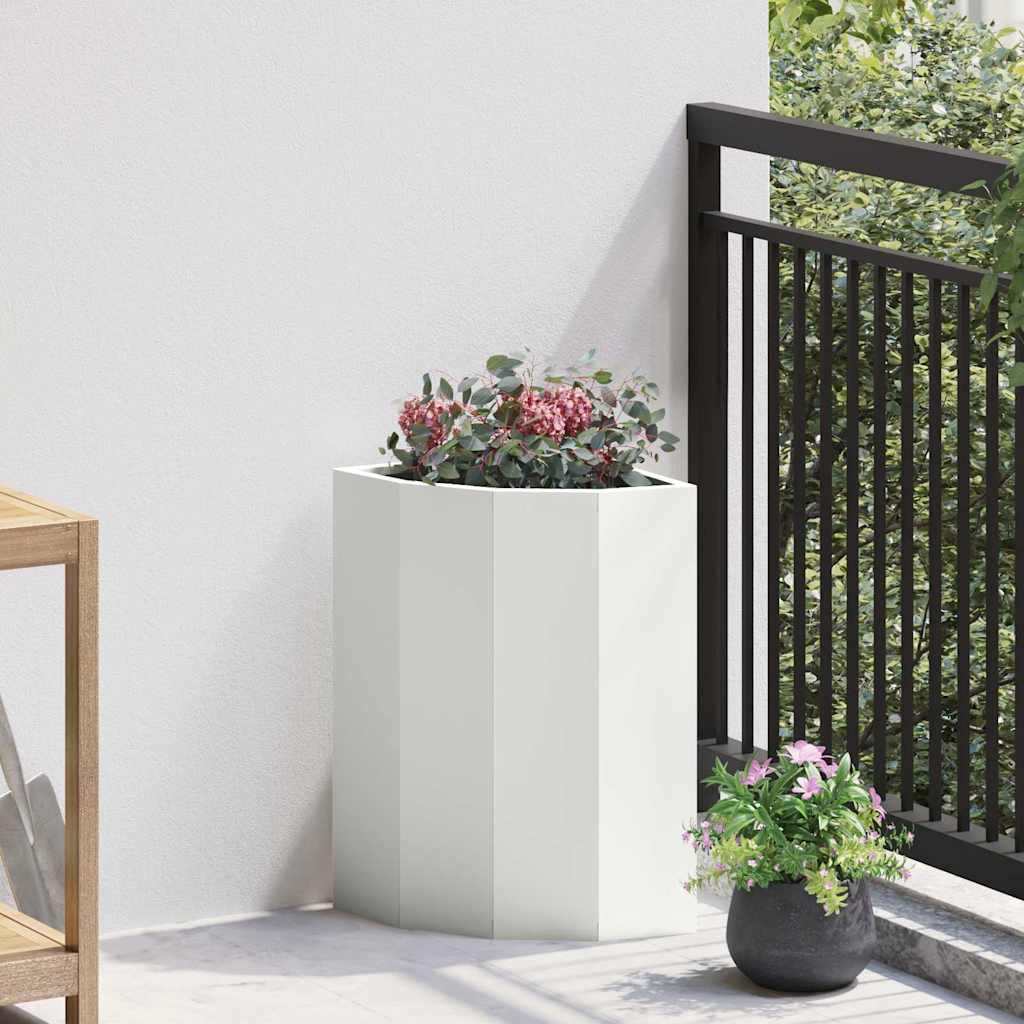 Corner Planter White 30 x 30 x 50 cm Steel