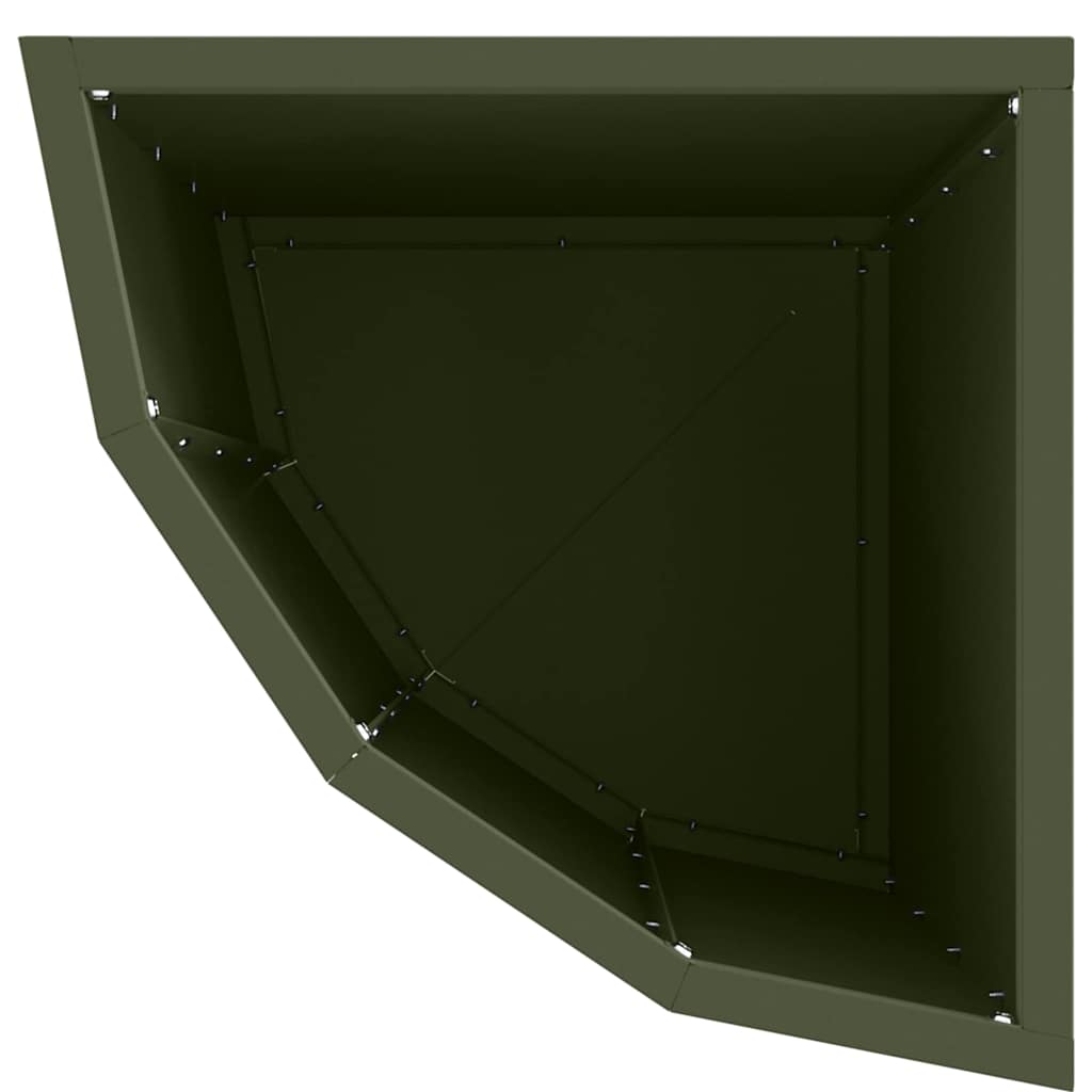Corner Planter Olive green 30 x 30 x 50 cm Steel