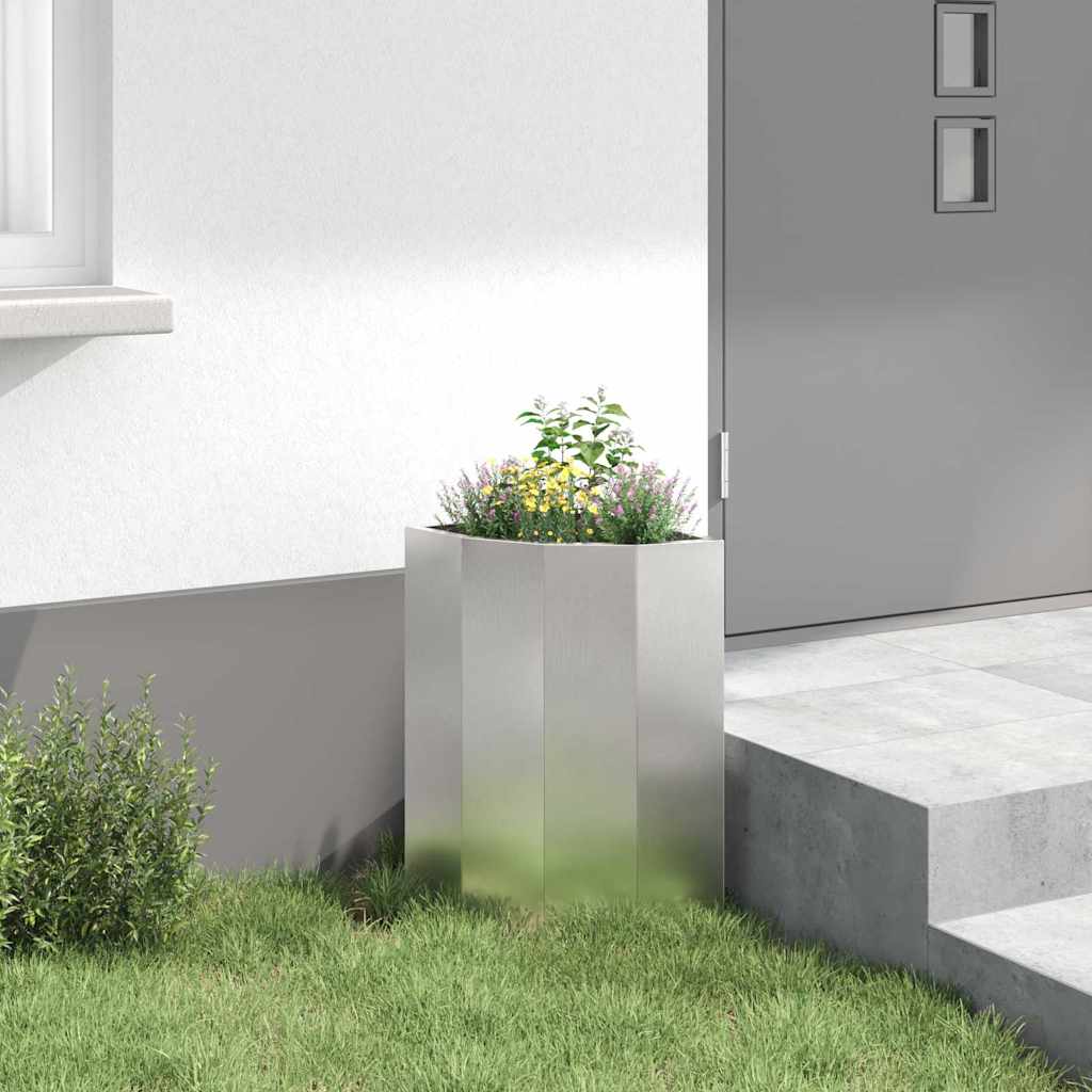 Corner Planter Silver 30 x 30 x 50 cm Stainless steel