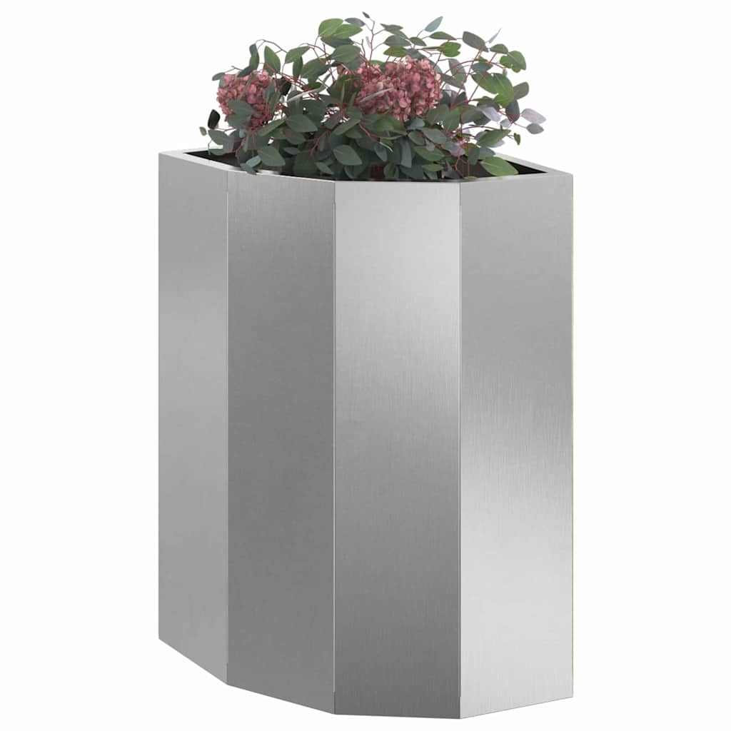 Corner Planter Silver 30 x 30 x 50 cm Stainless steel