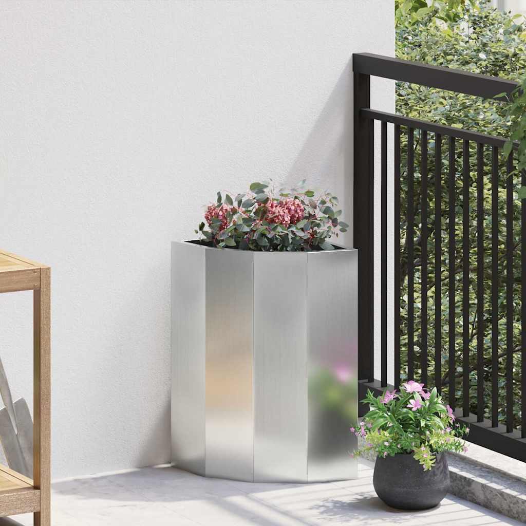 Corner Planter Silver 30 x 30 x 50 cm Galvanised steel