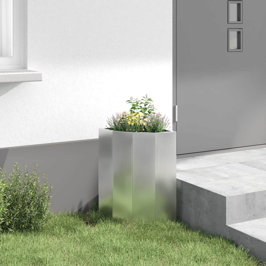 Corner Planter Silver 30 x 30 x 50 cm Galvanised steel